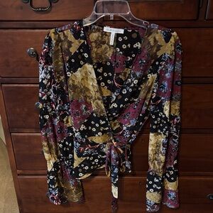 BCBG wrap sheer blouse